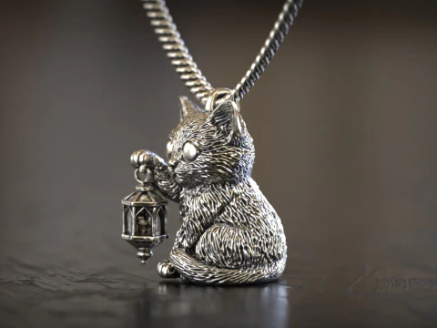 Mystic Cat Pendant 3D Print Model