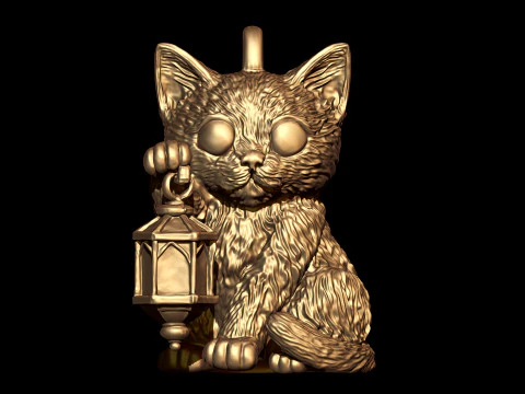 Mystic Cat Pendant 3D Print Model