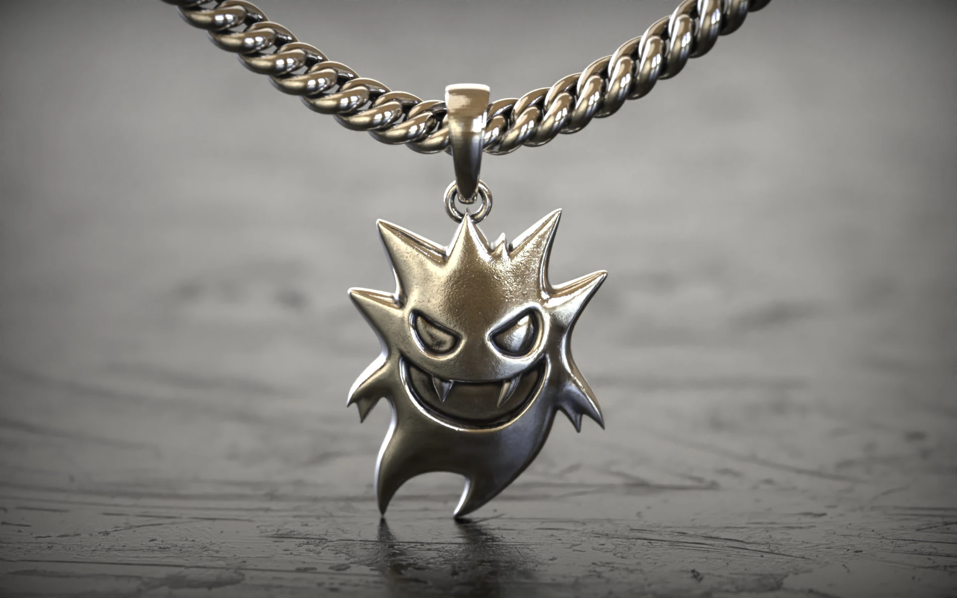 Gengar Horror Ghosted Pokemon Pendant 3D Print Model .c4d .max .obj .3ds .fbx .stl .blend 