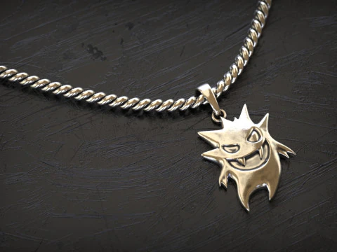 Gengar Horror Ghosted Pokemon Pendant 3D Print Model