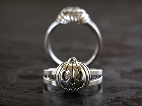 हैलोवीन कद्दू गॉथिक आभूषण अंगूठी 3D प्रिंट मॉडल