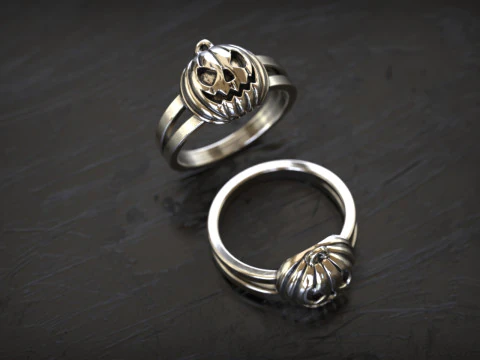 Halloween Pumpkin Gothic Jewelry Ring 3D Print Model