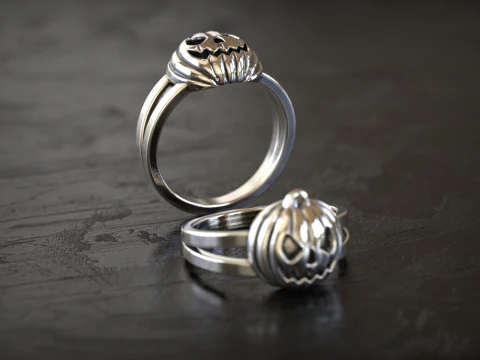 Halloween Pumpkin Gothic Jewelry Ring 3D Print Model