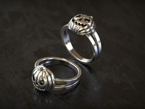 Halloween Pumpkin Gothic Jewelry Ring 3D Print Model