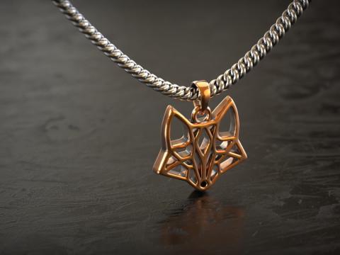 Geometric Fox Head Pendant 3D Print Model