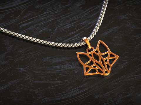 Geometric Fox Head Pendant 3D Print Model