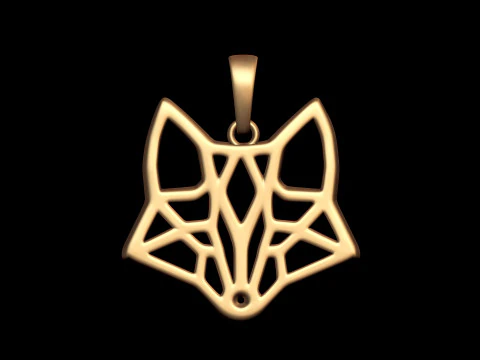 Geometric Fox Head Pendant 3D Print Model