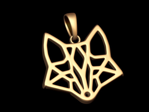 Geometric Fox Head Pendant 3D Print Model