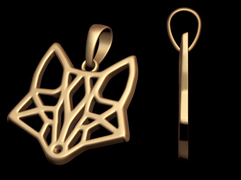 Geometric Fox Head Pendant 3D Print Model