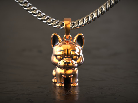 Goldener Bulldoggen-Anh&auml;nger 3D Druckmodell