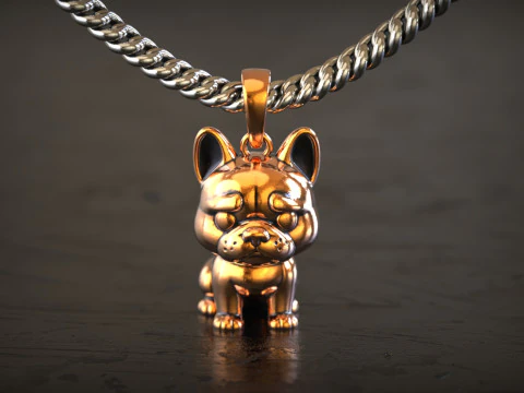 Colgante Bulldog Dorado Modelo de impresión 3D
