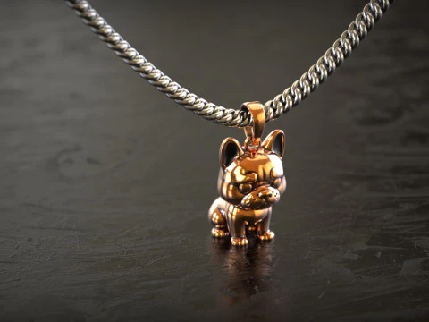 Golden Bulldog Pendant 3D Print Model