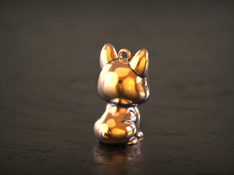 Golden Bulldog Pendant 3D Print Model