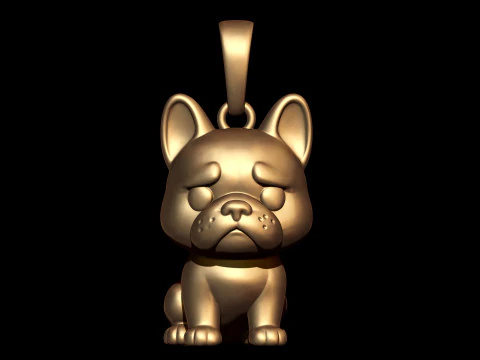 Golden Bulldog Pendant 3D Print Model