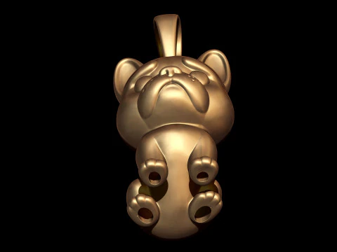 Golden Bulldog Pendant 3D Print Model