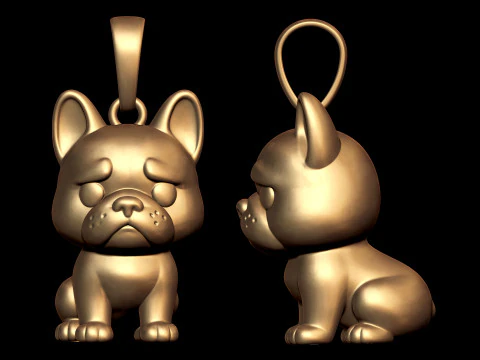 Golden Bulldog Pendant 3D Print Model