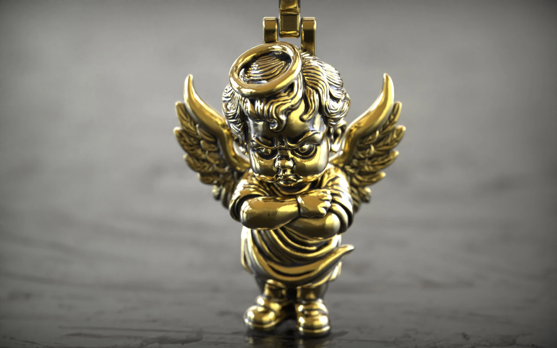 Angry Cherub Angel Statue 3D Print Model .c4d .max .obj .3ds .fbx .stl .blend 