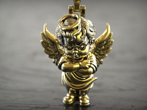 Patung Malaikat Kerub yang Marah Model Cetak 3D