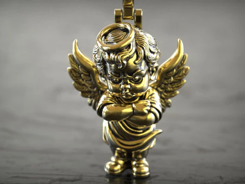 क्रोधित करूब देवदूत प्रतिमा 3D प्रिंट मॉडल