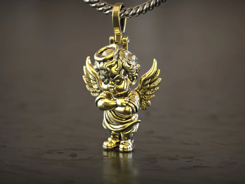 Angry Cherub Angel Statue 3D Print Model