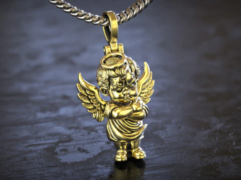 Angry Cherub Angel Statue 3D Print Model