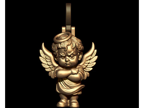 Angry Cherub Angel Statue 3D Print Model