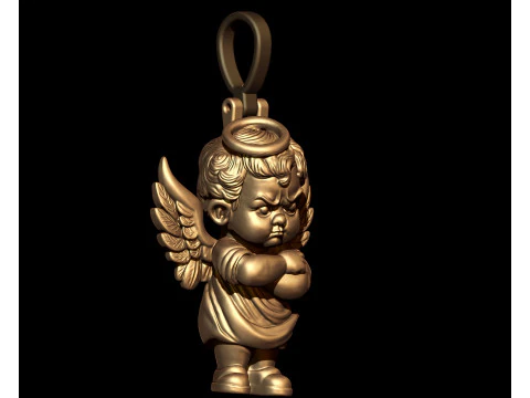 Angry Cherub Angel Statue 3D Print Model