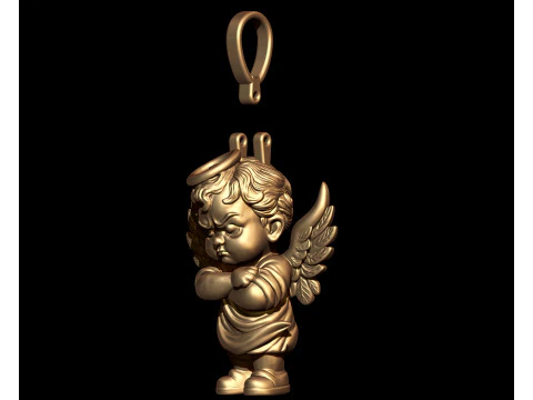 Angry Cherub Angel Statue 3D Print Model