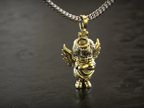 Angry Cherub Angel Statue 3D Print Model