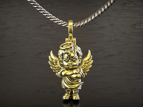 Angry Cherub Angel Statue 3D Print Model