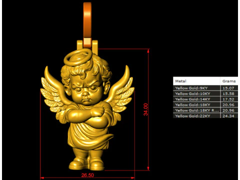 Angry Cherub Angel Statue 3D Print Model