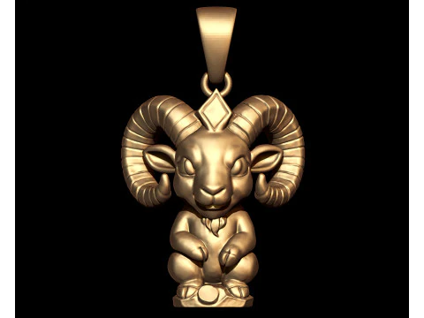 Bighorn sheep Animal Pendant 3D Print Model
