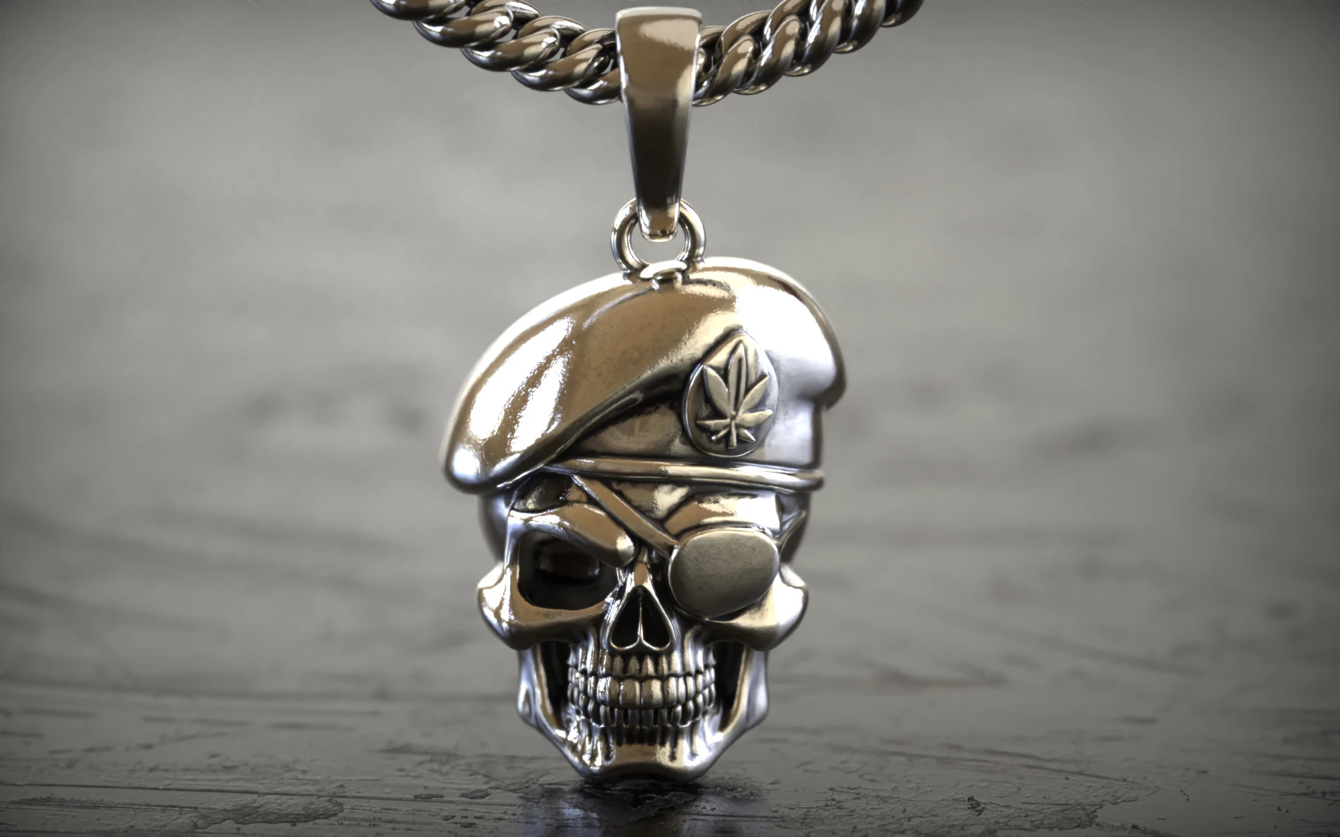 Military Soldier Captian Skull Pendant 3D Print Model .c4d .max .obj .3ds .fbx .stl .blend 