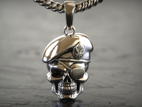 Pingente de caveira do soldado militar Captian Modelo de Impressão 3D