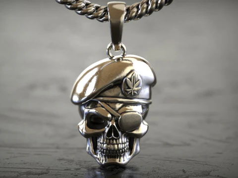 Colgante de calavera de capitán de soldado militar Modelo de impresión 3D