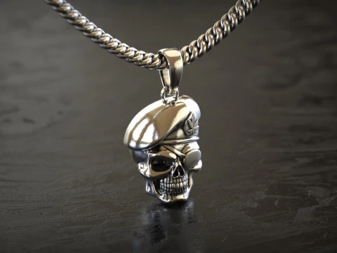 Military Soldier Captian Skull Pendant 3D Print Model