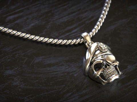 Military Soldier Captian Skull Pendant 3D Print Model