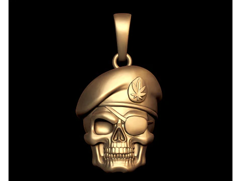 Military Soldier Captian Skull Pendant 3D Print Model