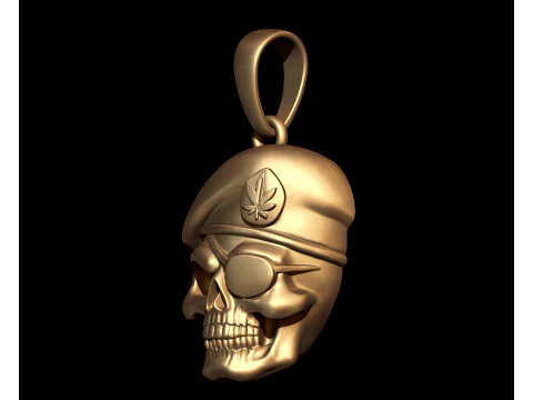 Military Soldier Captian Skull Pendant 3D Print Model