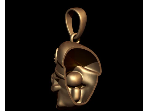 Military Soldier Captian Skull Pendant 3D Print Model