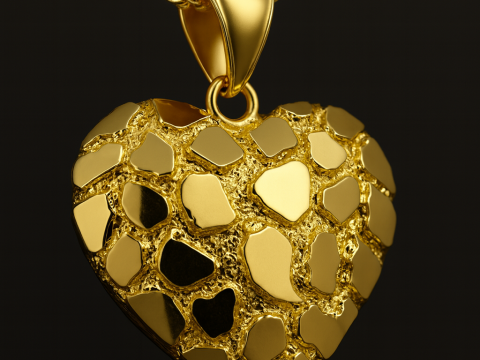 ナゲットハートペンダント 3Dプリントモデル