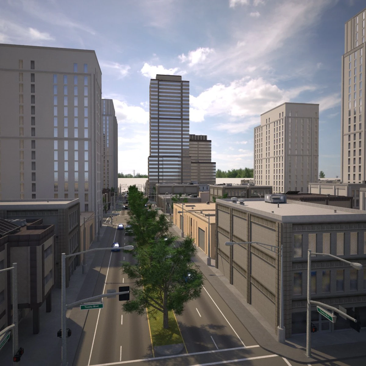 city district 01 3D Model .c4d .max .obj .3ds .fbx .stl .blend