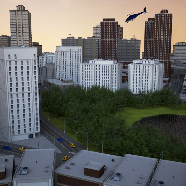 city scape 8 Model 3D .c4d .max .obj .3ds .fbx .stl .blend 
