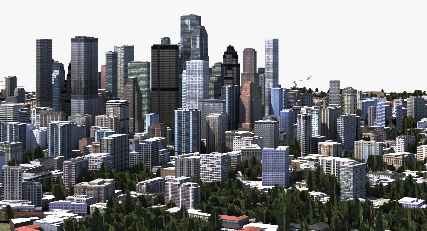 real time city 14 3D Model .c4d .max .obj .3ds .fbx .stl .blend 