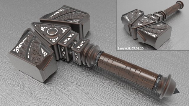 One-handed hammer - model 2301 3D Model .c4d .max .obj .3ds .fbx .stl .blend 