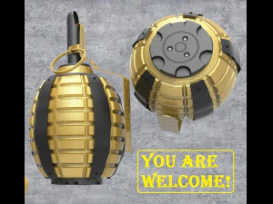 Frag gold grenade 3D Model
