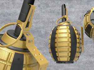 Frag gold grenade 3D Model