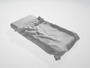 dirty old bed with mattress and blanket Modelo 3D