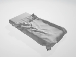 dirty old bed with mattress and blanket 3D Model