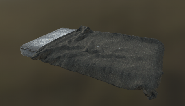dirty old bed with mattress and blanket Modelo 3D .c4d .max .obj .3ds .fbx .stl .blend 